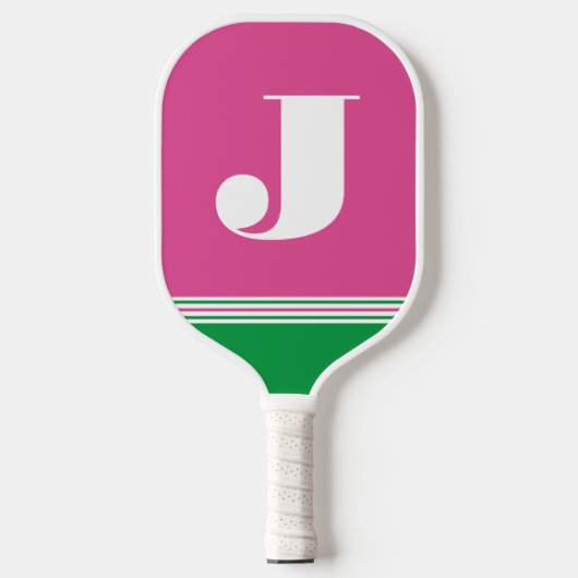 Initiaal Hot Pink Pickleball Paddle (Voorkant)