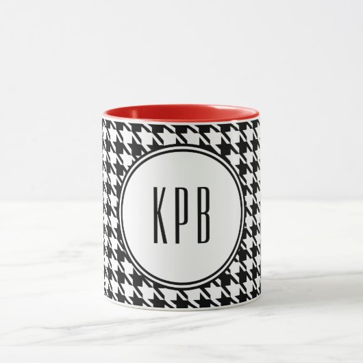 Initiaal Houndstooth Pattern Combo Drank Mok (Midden)