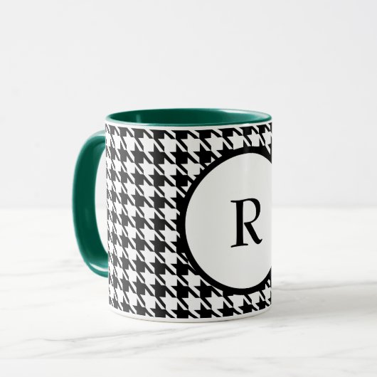 Initiaal Houndstooth Pattern Combo Drank Mok (Voorkant links)