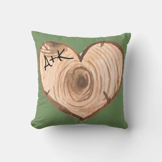 Initiaal Hout Hartkussen Kussen (Voorkant)