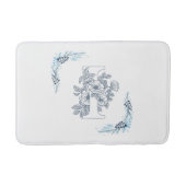 Initiaal "I" Blauw Monogram Kalm Bloemen Badmat (Voorkant)