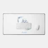 Initiaal "I" Blauw Monogram Kalm Bloemen Bureaumat (Keyboard & Muis)