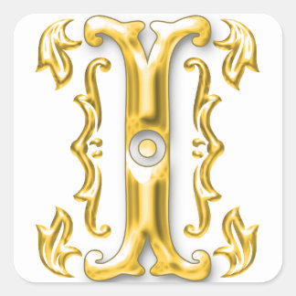 Initiaal I Hoofdletter Sticker in Goud
