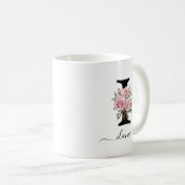 Initiaal I Monogram Bloembloem Roze Rozen Mok (Voorkant rechts)