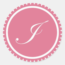 Initiaal I prinses roze monogram bezegeling Ronde Sticker