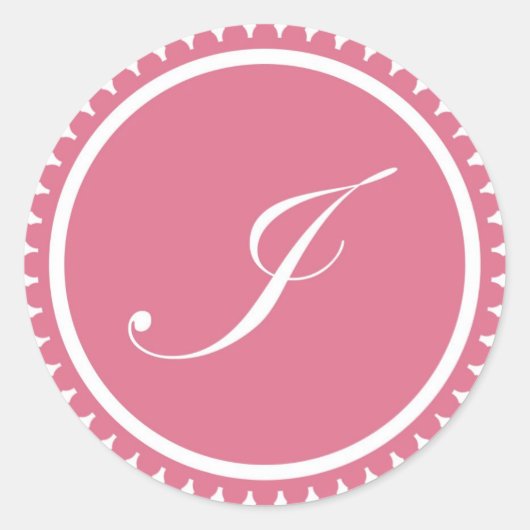 Initiaal I prinses roze monogram bezegeling Ronde Sticker (Voorkant)