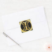 Initiaal I vierkante Sticker in goud (Envelop)