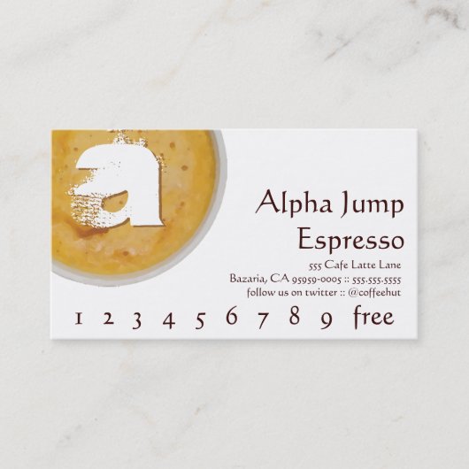 Initiaal in de Foamy Cup Koffee Loyalty Punch Card (Voorkant)