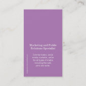 Initiaal in Paarse en witte cirkel modern visiteka Visitekaartje (Achterkant)