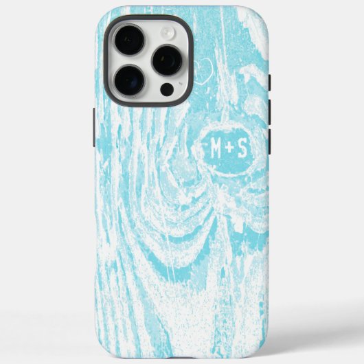Initiaal In Tree Wood Look aqua iPhone 5 Case-Mate iPhone Case (Achterkant)