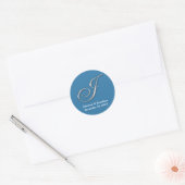 Initiaal J blauw monogram, douanenaam gunstiger ze Ronde Sticker (Envelop)