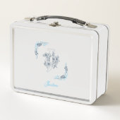 Initiaal "J" Blauw Monogram Kalm Bloemen (Voorkant)