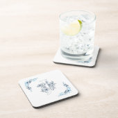 Initiaal "J" Blauw Monogram Kalm Bloemen Bier Onderzetter (Rechterzijde)