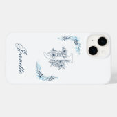 Initiaal "J" Blauw Monogram Kalm Bloemen Case-Mate iPhone Case (Achterkant (horizontaal))