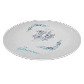 Initiaal "J" Blauw Monogram Kalm Bloemen Snijplank (Hoek)