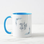 Initiaal "J" Blauw Monogram Kalme Bloemenkoffie Mok (Links)