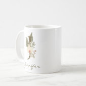 Initiaal J Boho Floral Orchid Greenery Koffiemok (Voorkant links)