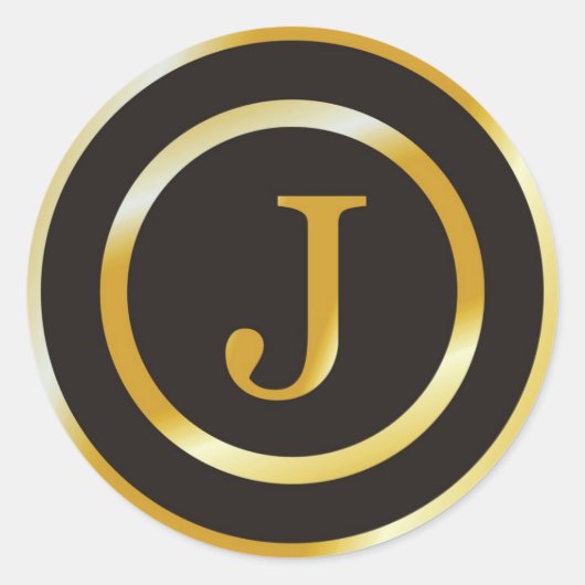 Initiaal J Gold Monogram Bruiloft Stickers (Voorkant)