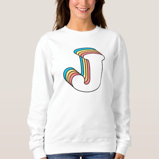 Initiaal J Letter Name Cute Rainbow Alphabet Trui (Voorkant)