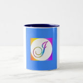 INITIAAL J MONOGRAM OP BLAUW TWEEKLEURIGE KOFFIEMOK (Center)