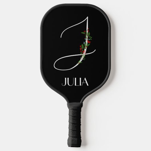 Initiaal J monogram waterverf bloemendocent Pickleball Paddle (Achterkant)