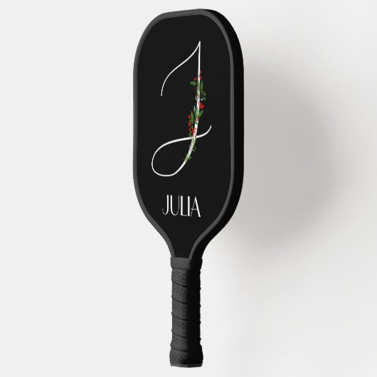 Initiaal J monogram waterverf bloemendocent Pickleball Paddle (Links)