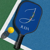 Initiaal J monogram waterverf bloemendocent Pickleball Paddle