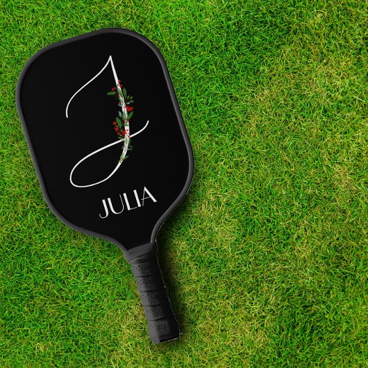 Initiaal J monogram waterverf bloemendocent Pickleball Paddle