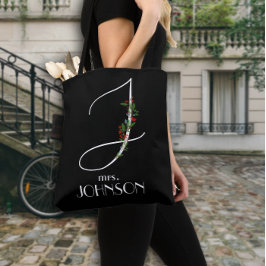 Initiaal J monogram waterverf bloemendocent Tote Bag