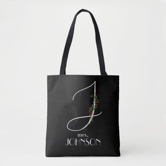 Initiaal J monogram waterverf bloemendocent Tote Bag (Voorkant)