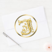 Initiaal J Ronde Sticker in Goud (Envelop)