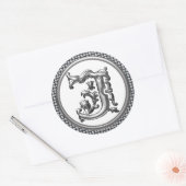 Initiaal J Ronde Sticker in Zilver (Envelop)