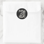 Initiaal J Ronde Sticker in zilver (Tas)
