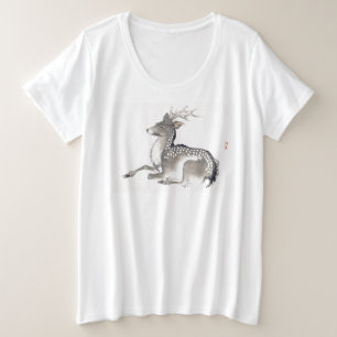 INITIAAL JAPANESE DEER PLUS SIZE COTTON T-SHIRT