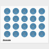 Initiaal K blauw monogram aangepaste naam gunst ze Ronde Sticker (Vel)