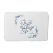 Initiaal "K" Blauw Monogram Kalm Bloemen Badmat (Voorkant)