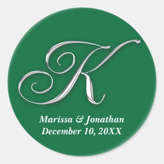 Initiaal K Groen monogram douanenaam gunstiger zeg Ronde Sticker (Voorkant)