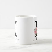 Initiaal K Monogram Bloembloem Roze Rozen Mok (Center)
