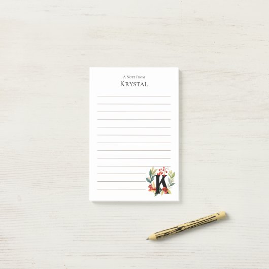 Initiaal K Monogram kransvoering Post-it® Notes (Op bureau)