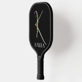 Initiaal K monogram rood bloemenoma zwart Pickleball Paddle (Links)