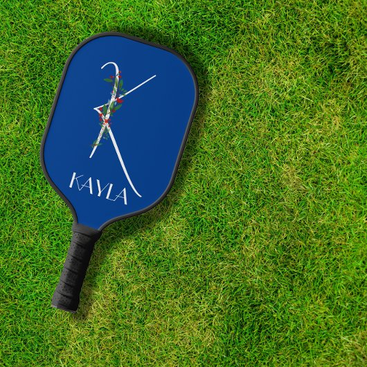 Initiaal K monogram waterverf rood bloemenoma Pickleball Paddle