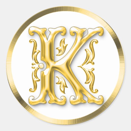 Initiaal K ronde Sticker in goud (Voorkant)