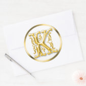 Initiaal K ronde Sticker in goud (Envelop)