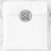 Initiaal K Ronde Sticker in zilver (Tas)