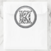 Initiaal K Ronde Sticker in Zilver (Tas)