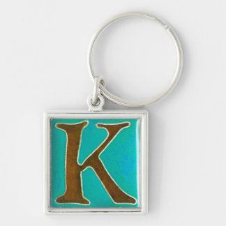 initiaal K sleutelhanger, cloisonne turquoise en b Sleutelhanger