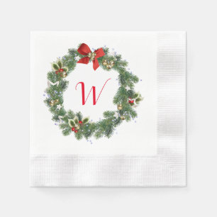 Initiaal kerst met kerstmis, cocktail Napkins Servet