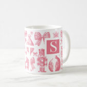 Initiaal Kerst Mok, gepersonaliseerd monogram Koffiemok (Voorkant rechts)