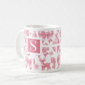 Initiaal Kerst Mok, gepersonaliseerd monogram Koffiemok (Voorkant links)