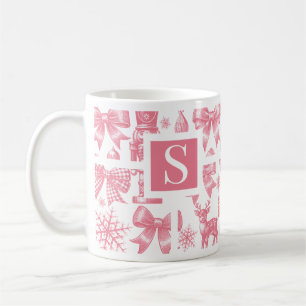 Initiaal Kerst Mok, gepersonaliseerd monogram Koffiemok